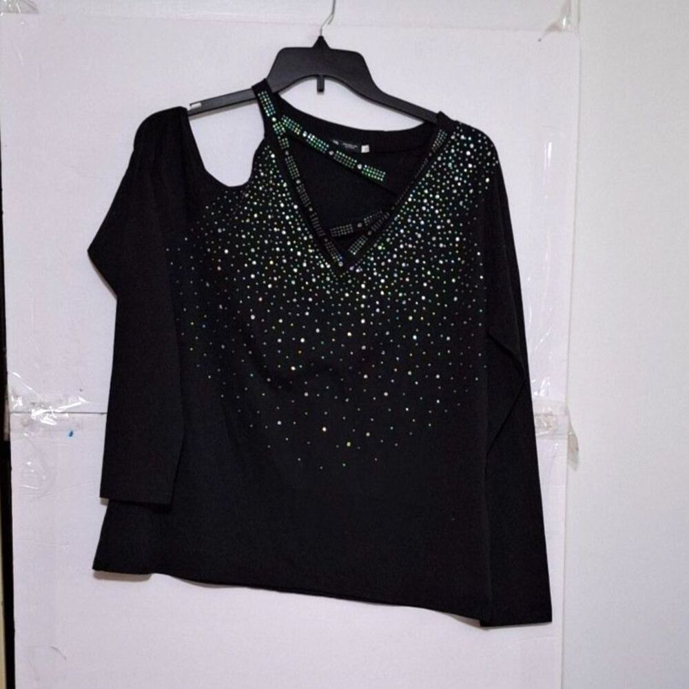 A Lapa Women's Cold Shoulder Top Rhinestone Whimsigoth Fairy Core XL